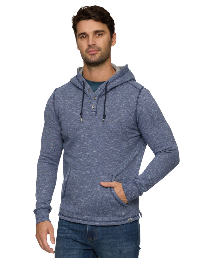 SOUTHOLD HEATHERED SLUB HOODED HENLEY