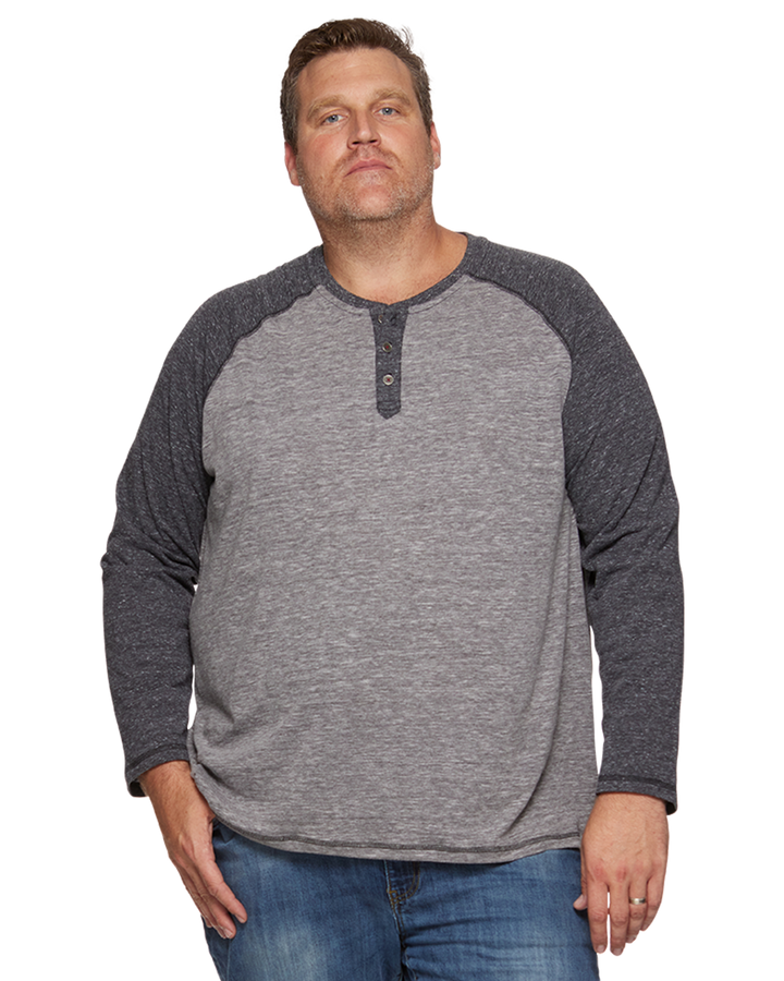 ROLLINS SNOW SLUB LS RAGLAN HENLEY BIG & TALL