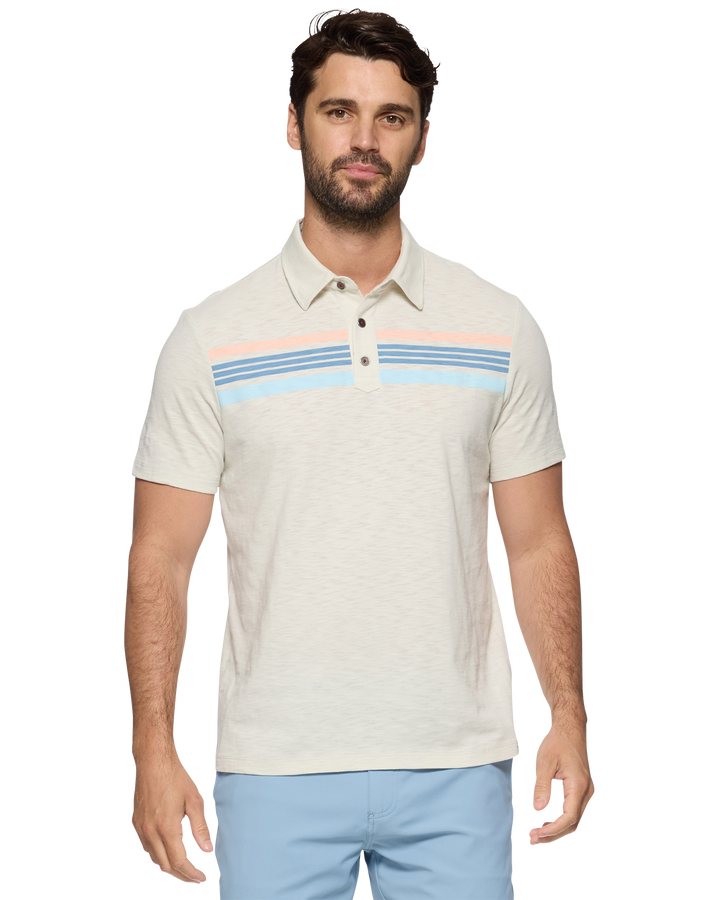 CRESTLINE CHEST STRIPE SLUB POLO