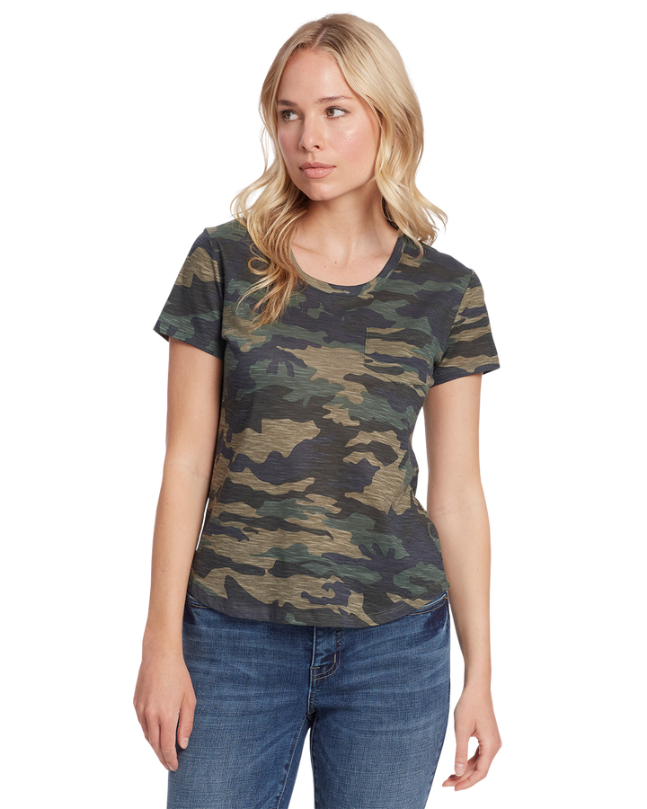 CORDELIA CAMO SLUB SCOOPNECK TEE