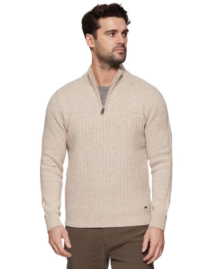 WOODLAND MERINO WOOL 1/4-ZIP SWEATER