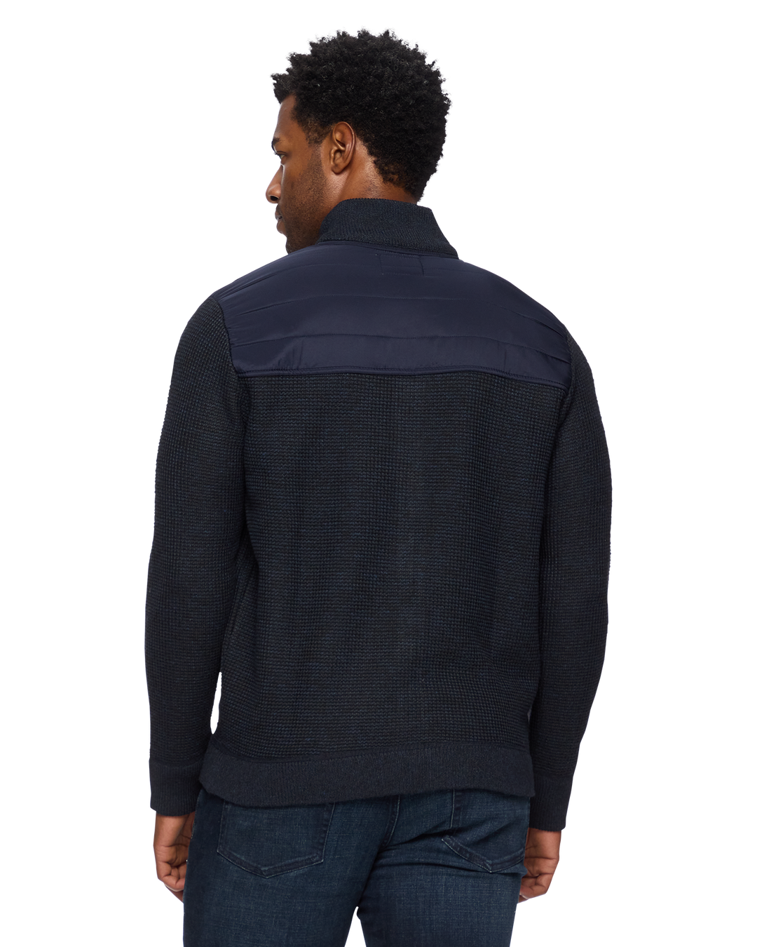 RHINELAND FULL-ZIP FLEECE-LINED MIXED MEDIA SWEATER