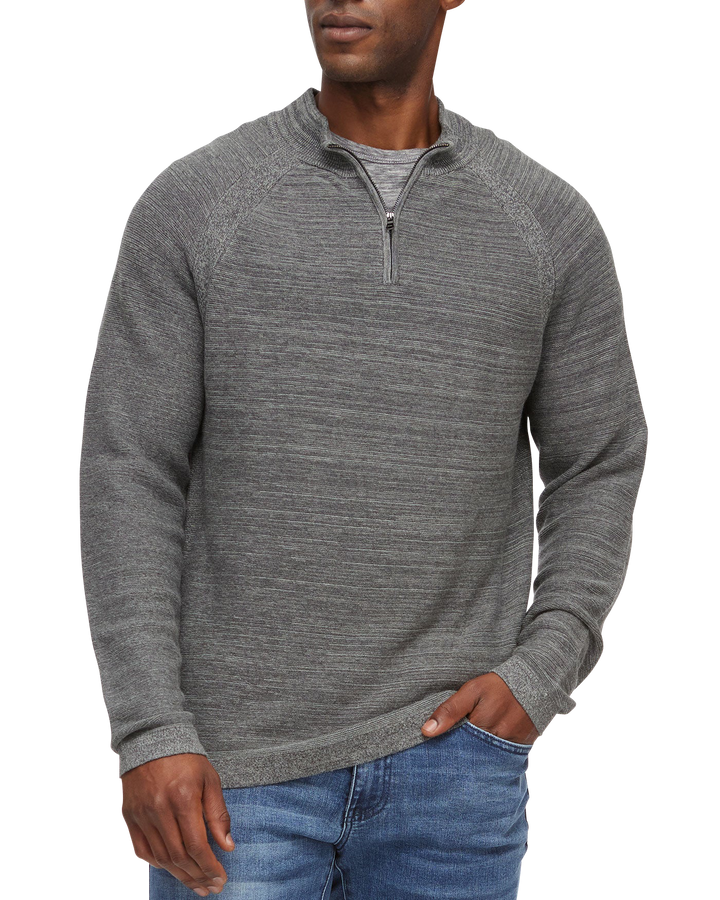 FLOYDALE MARLED RAGLAN 1/4-ZIP SWEATER