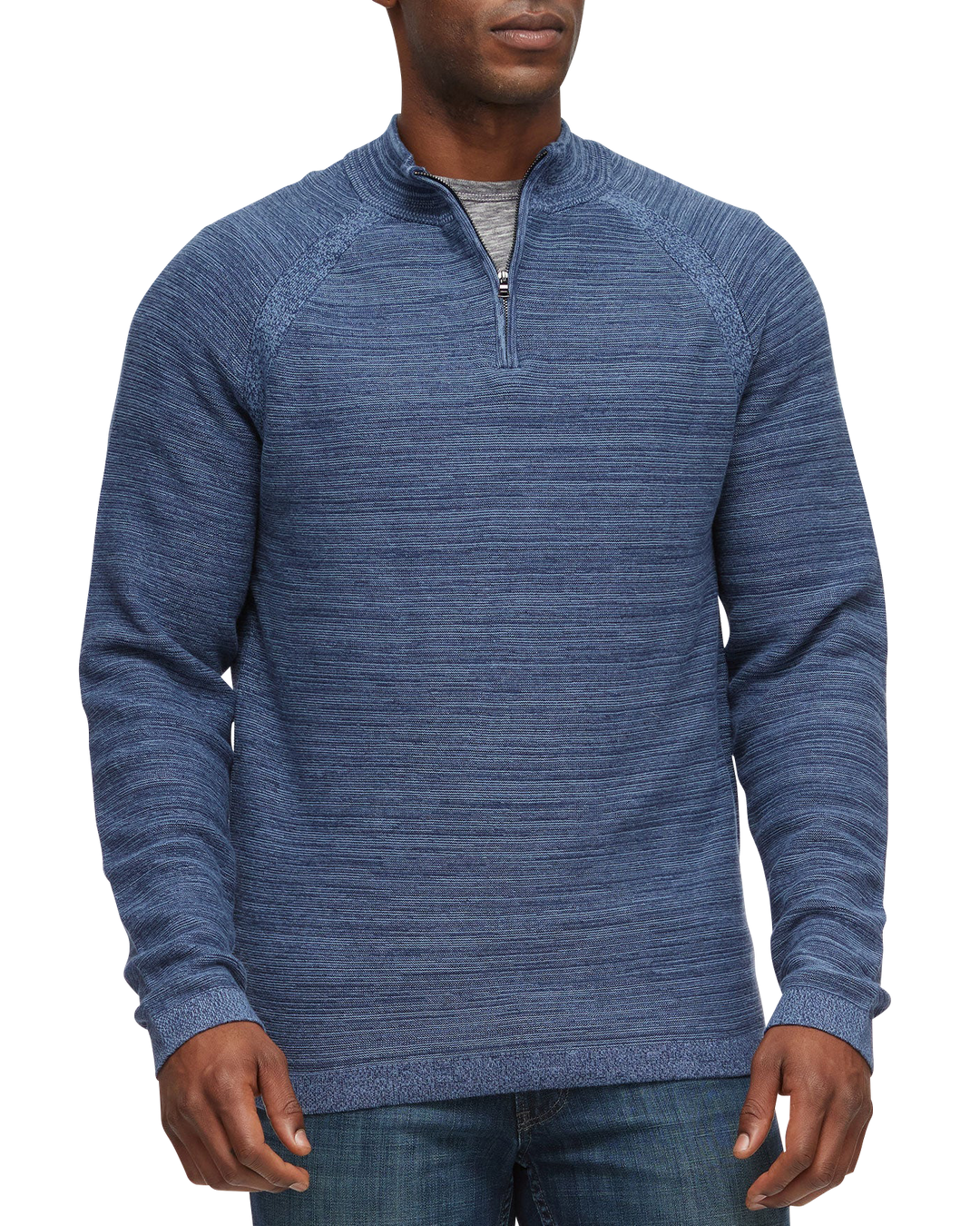 FLOYDALE MARLED RAGLAN 1/4-ZIP SWEATER