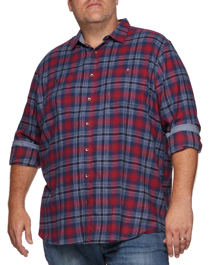 Flag & Anthem Penton LS Stretch Flannel Shirt Navy/Red / L