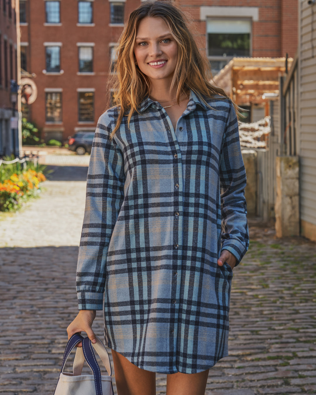 HERO STRETCH FLANNEL MINI DRESS