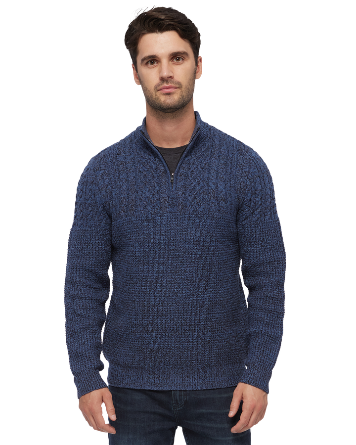 ELKTON CABLE BLOCKED 1/4-ZIP SWEATER