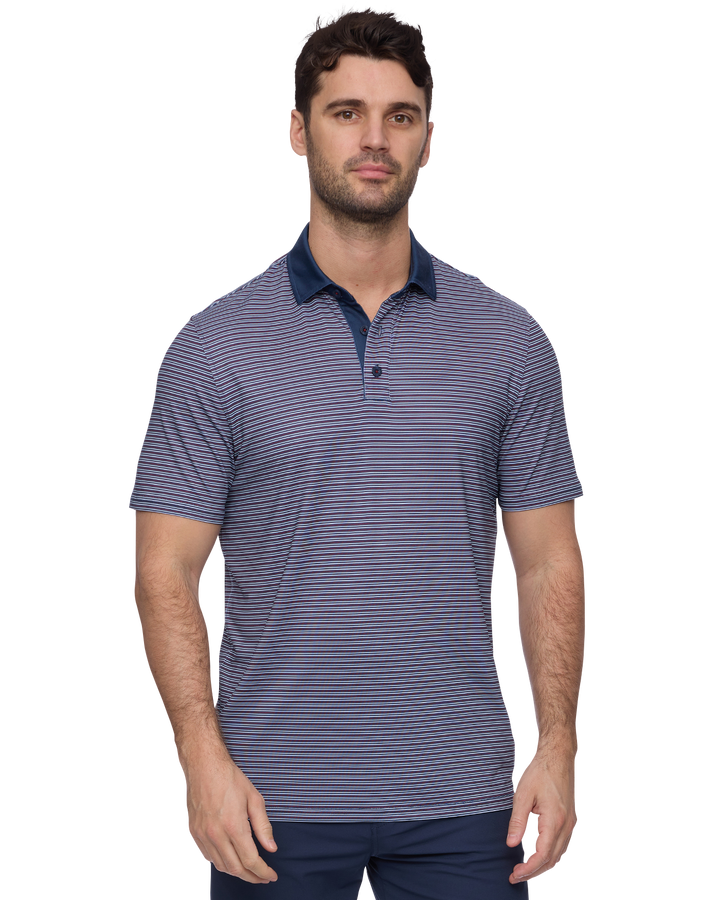 MVP KIAWAH CONTRAST COLLAR MINI STRIPE POLO