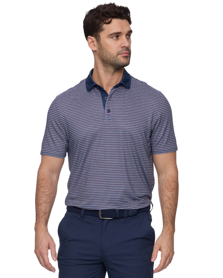 MVP KIAWAH CONTRAST COLLAR MINI STRIPE POLO