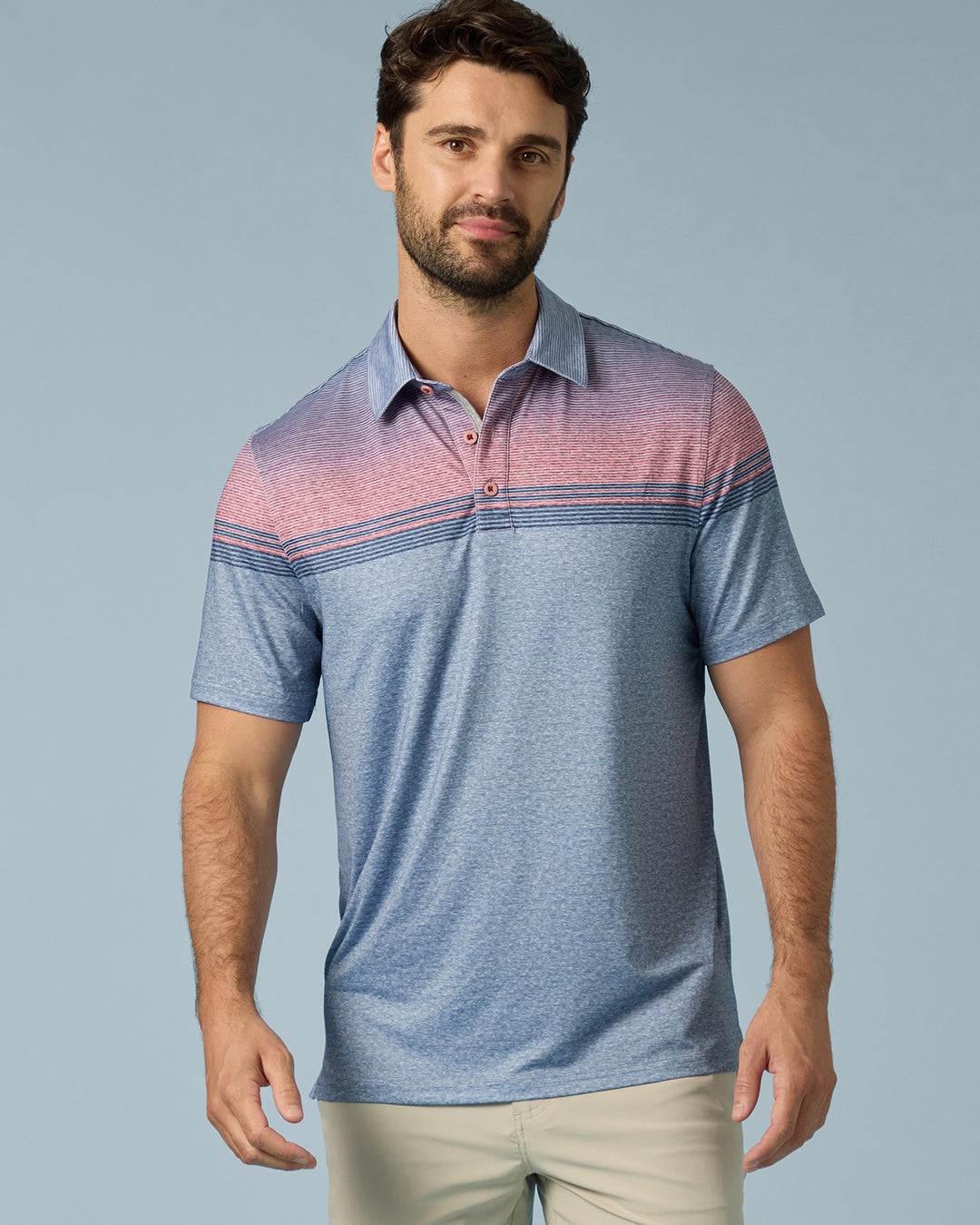 MVP DENTON GRADIENT CHEST STRIPE POLO