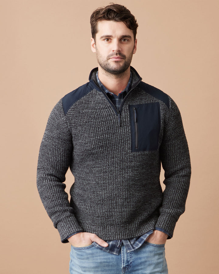 VENTURA 1/4-ZIP MIXED MEDIA SWEATER