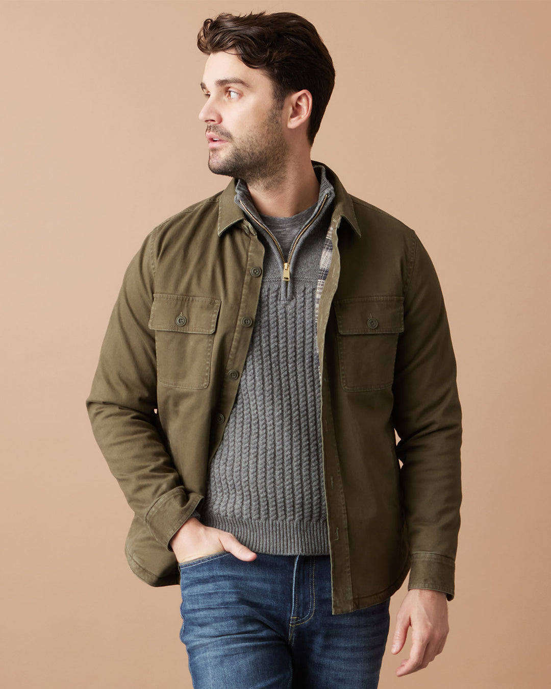 DUNN STRETCH FLANNEL-LINED SHIRT JACKET