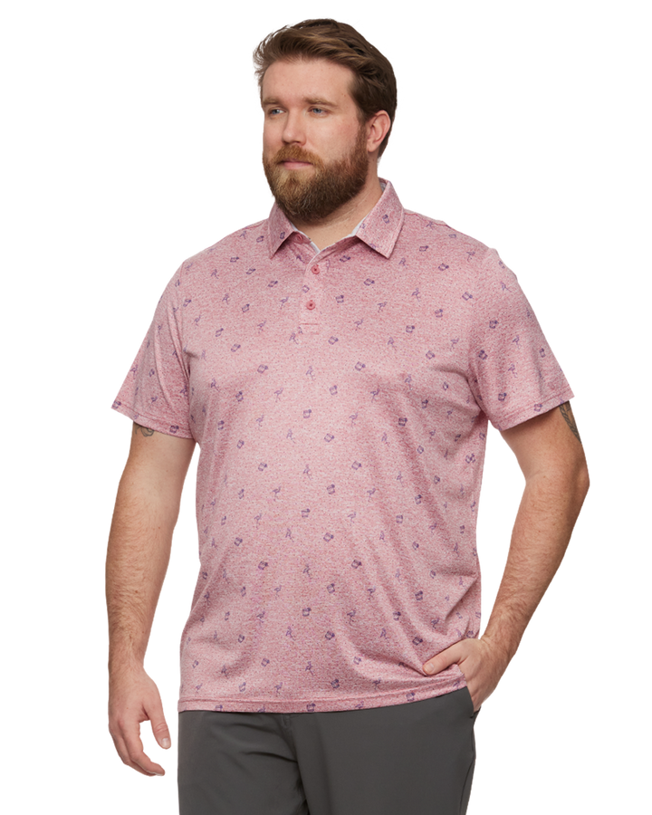 BEAUFORT FLAMINGO PRINT PERFORMANCE POLO BIG & TALL (FINAL SALE)