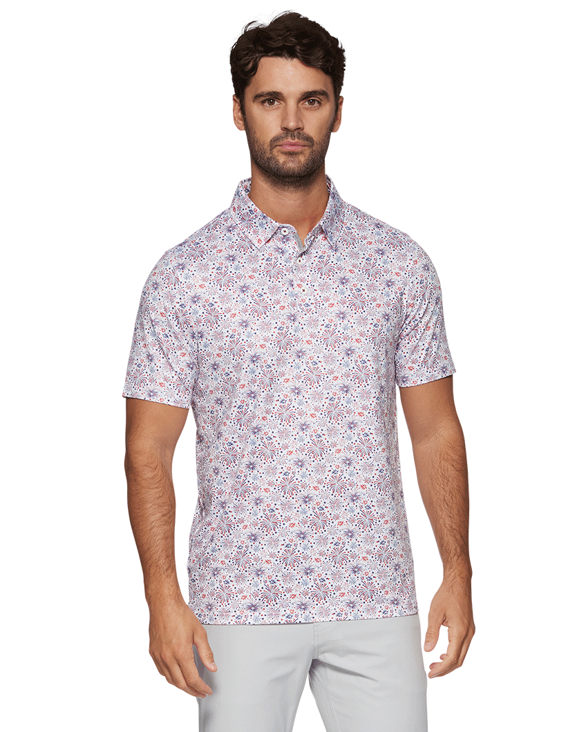 MVP FAIRHOPE FIREWORKS PRINT POLO