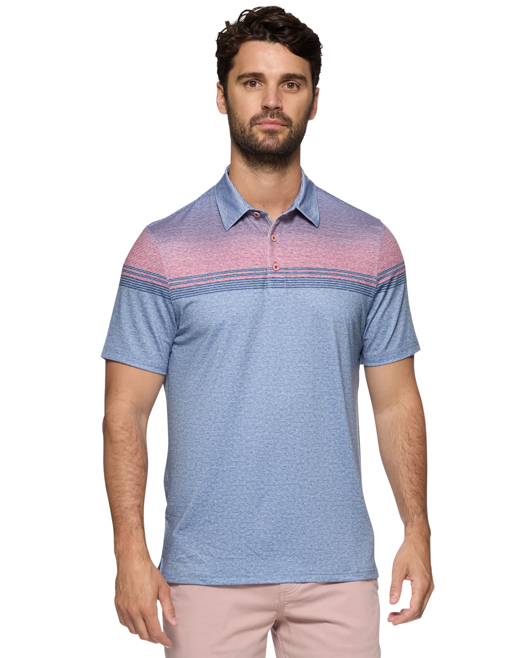 MVP DENTON GRADIENT CHEST STRIPE POLO