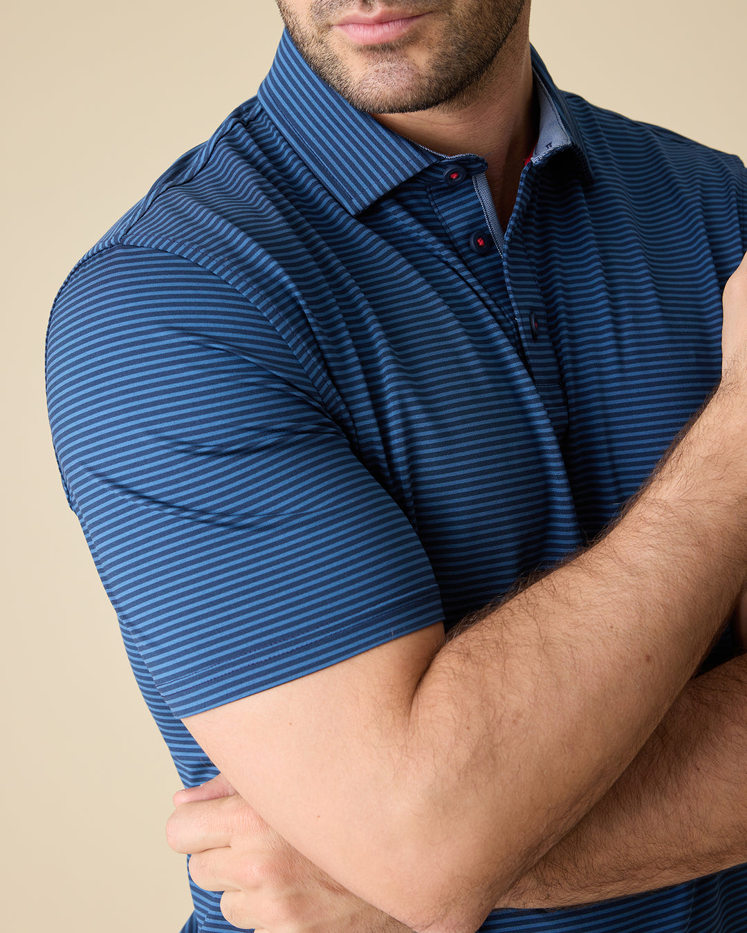 NAPLES STRIPED PERFORMANCE POLO