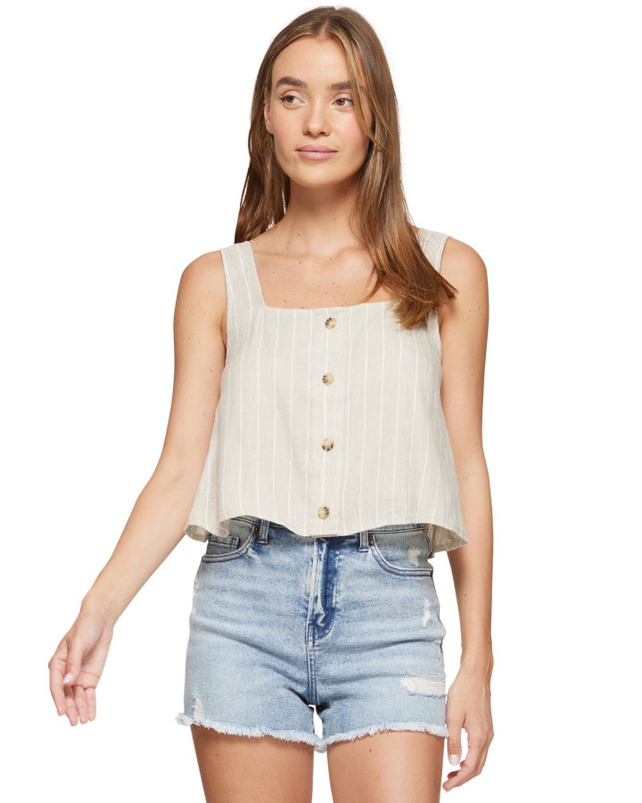 AVA LINEN-BLEND CROPPED TANK