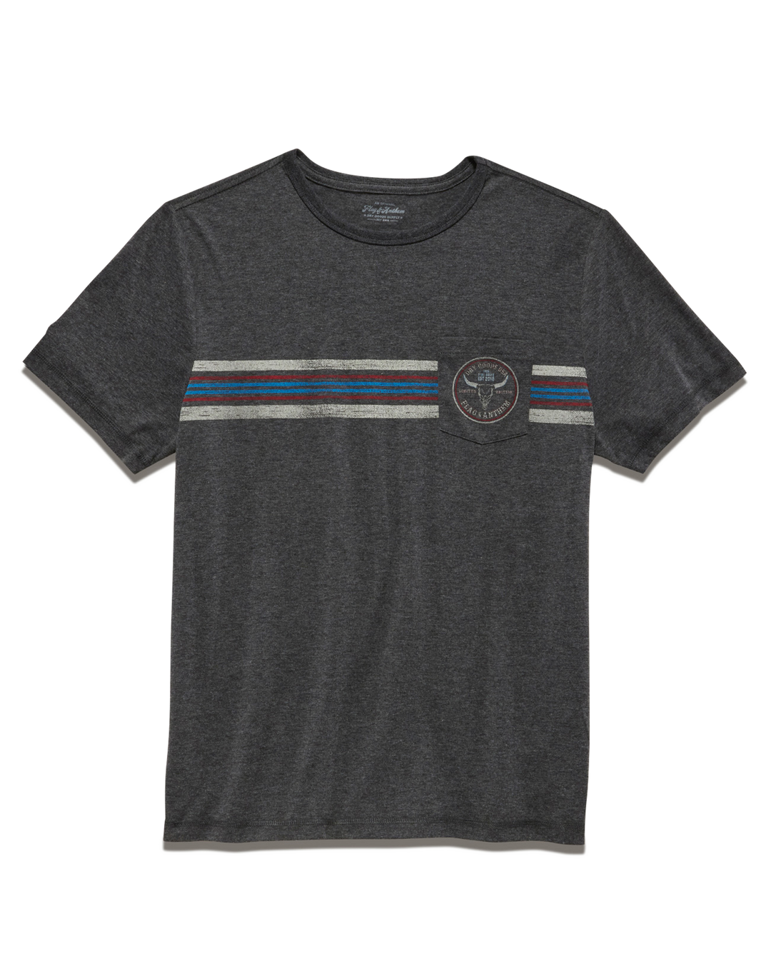 BULL SKULL STRIPED POCKET TEE