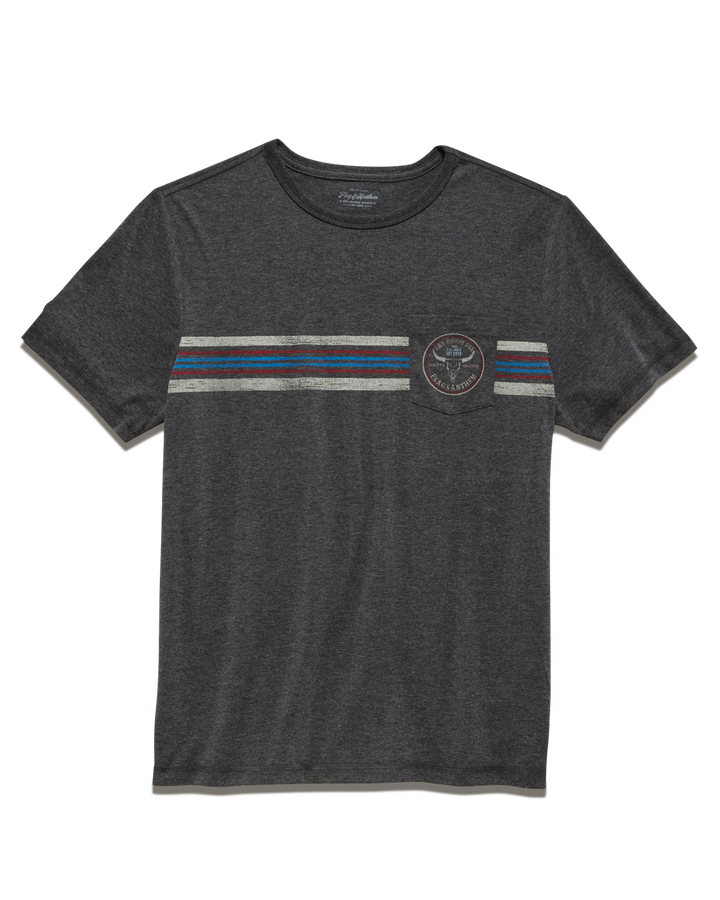 BULL SKULL STRIPED POCKET TEE