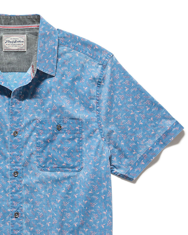 OXFORD LEAF PRINT VINTAGE SOFT STRETCH SHIRT