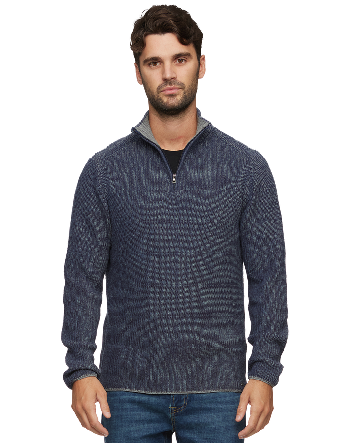 COURTLAND TEXTURED 1/4-ZIP MOCK NECK SWEATER