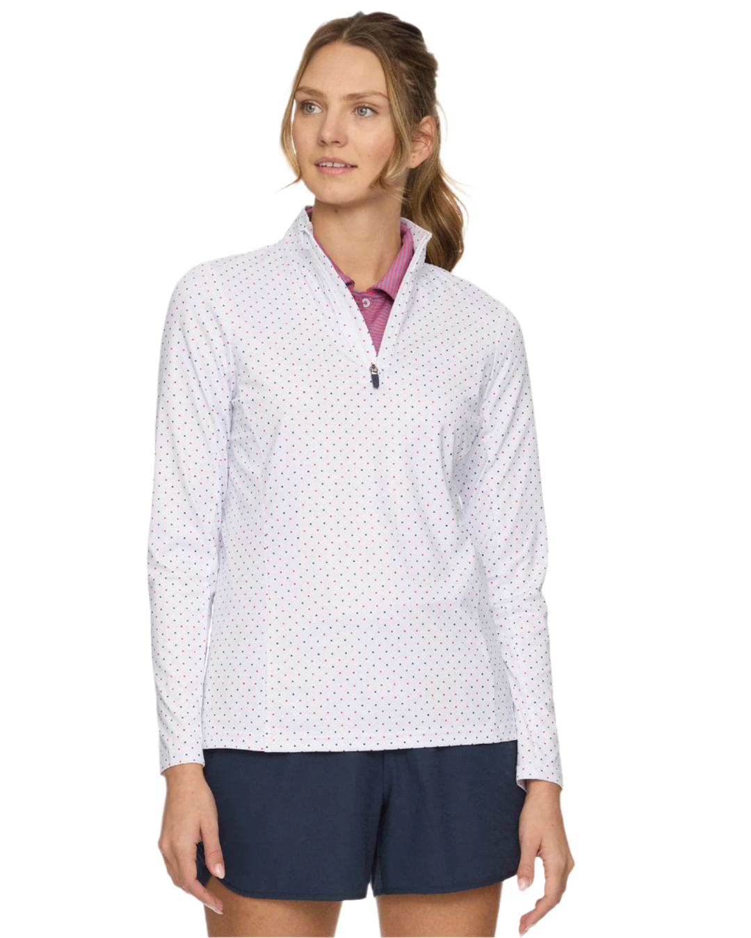 WOMEN’S MVP MONTROSE STAR & DOT PRINT 1/4-ZIP