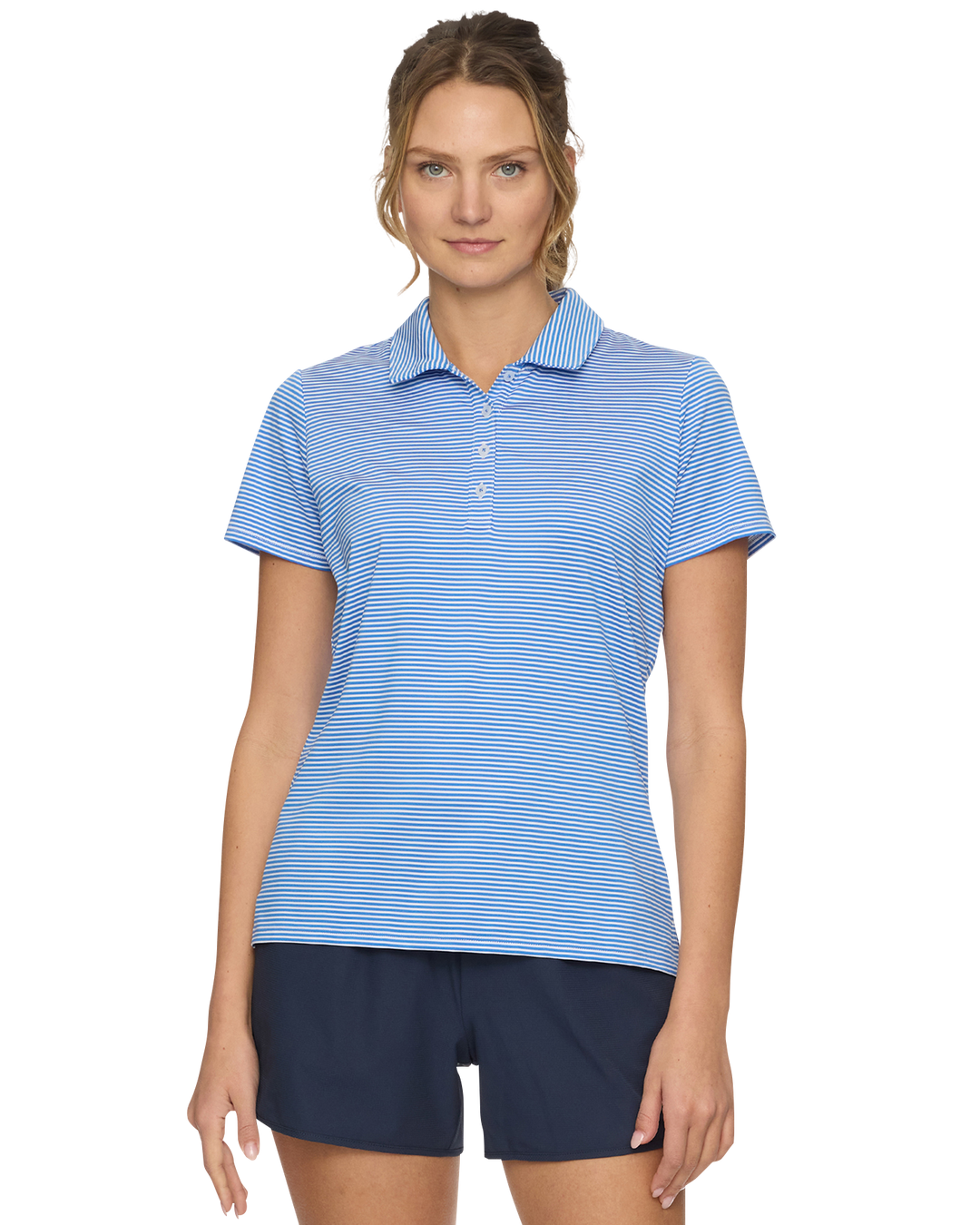 WOMEN’S NAPLES STRIPED PERFORMANCE POLO