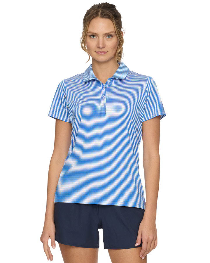 WOMEN’S NAPLES STRIPED PERFORMANCE POLO