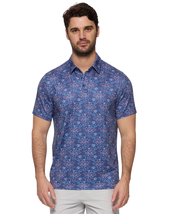 MVP FAIRHOPE FIREWORKS PRINT POLO