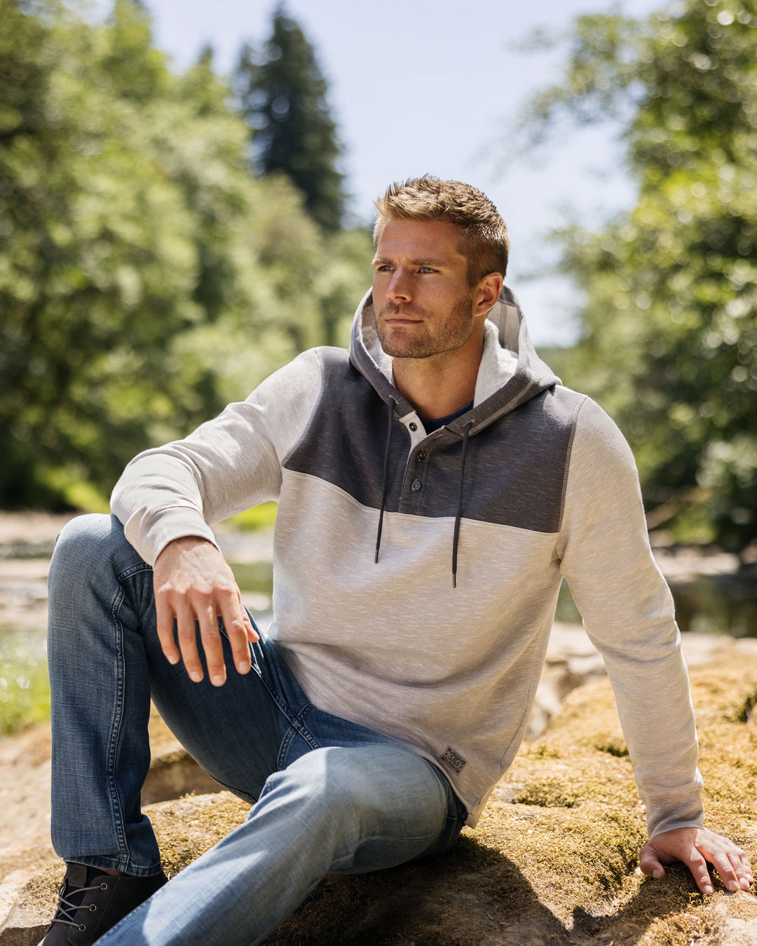 PAXVILLE COLORBLOCK FLEECE HOODED HENLEY