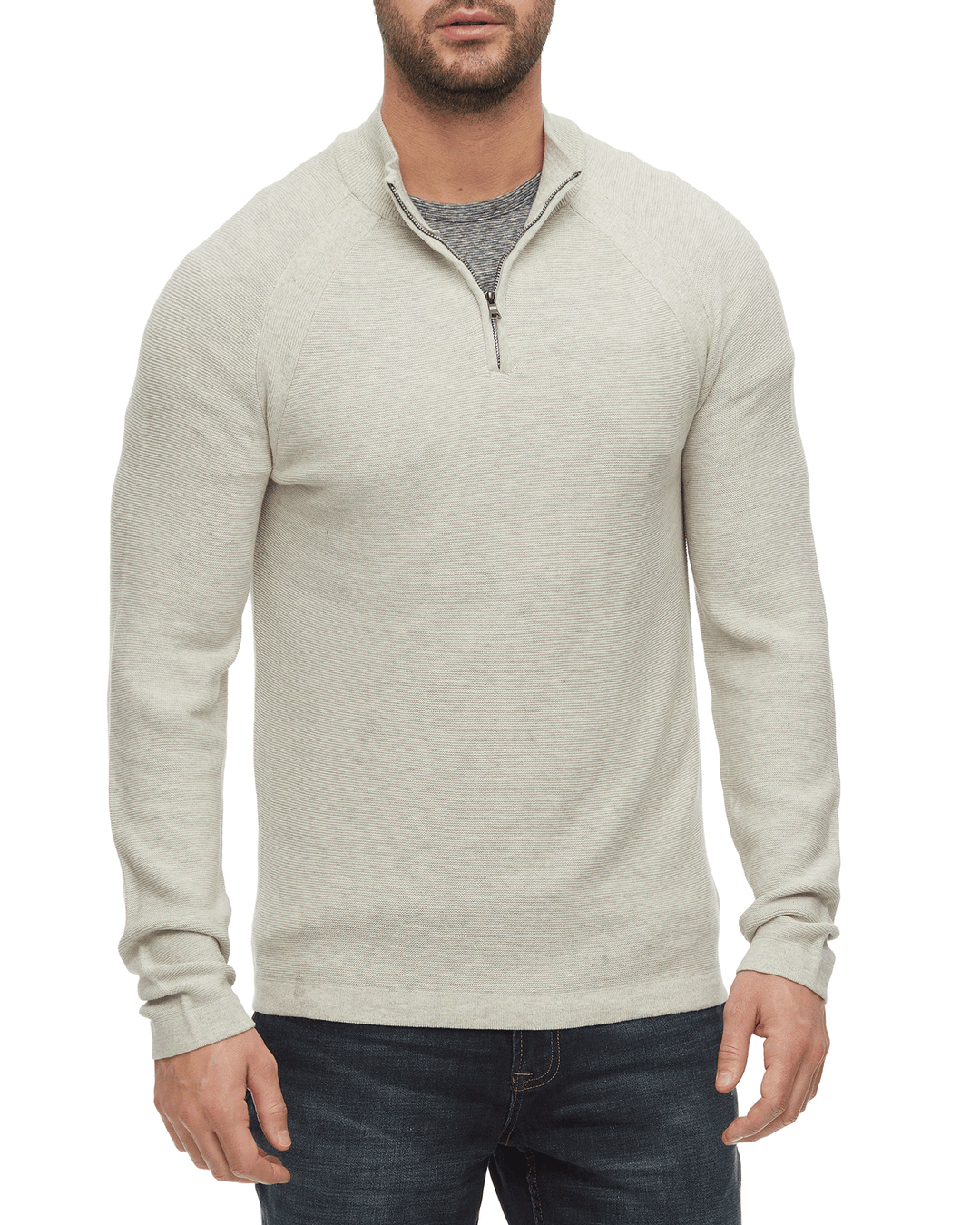 FLOYDALE MARLED RAGLAN 1/4-ZIP SWEATER