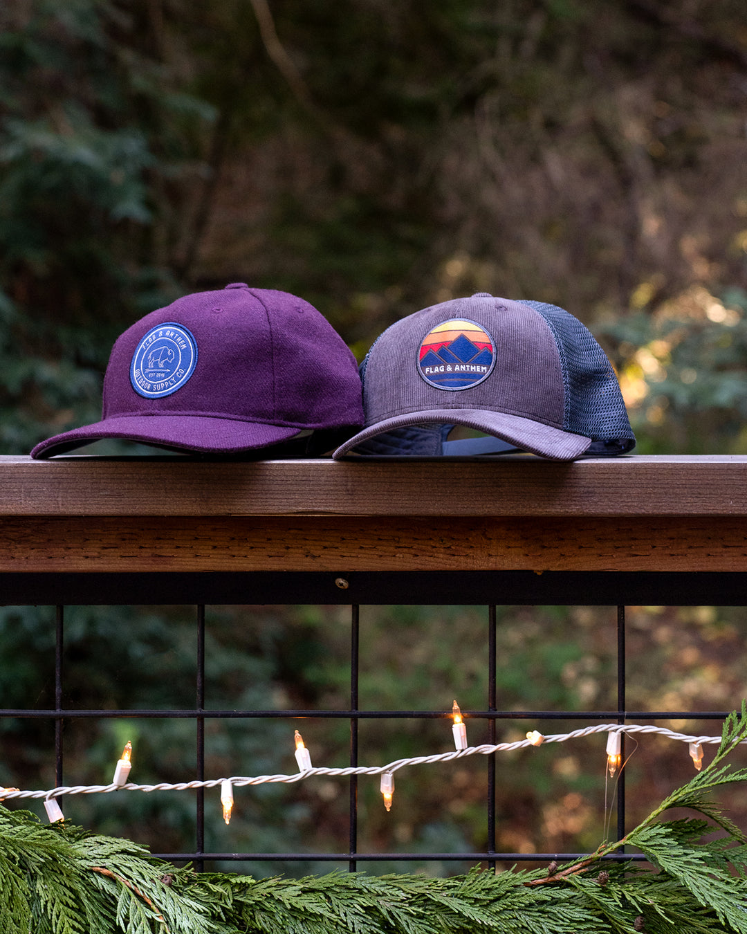 MOUNTAIN SUNSET CORDUROY TRUCKER HAT